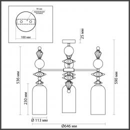 Odeon light exclusive 4855/3C CLASSIC ODL_EX21 103 золото/разноцветн./керамика/стекло Люстра потолочная E14 3*40W BIZET  - 2 купить